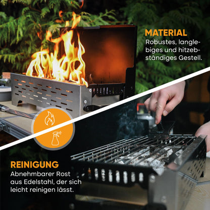 SCHNEIDERFREUDE Klappgrill – DEKRA-geprüfter Holzkohle-Campinggrill