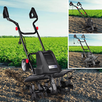 BRAST Motorhacke BRE-AF 1500 Elektro Gartenfräse 1500 Watt 45 cm mit 24 Hackmessern, Schutzblech und Transporträdern