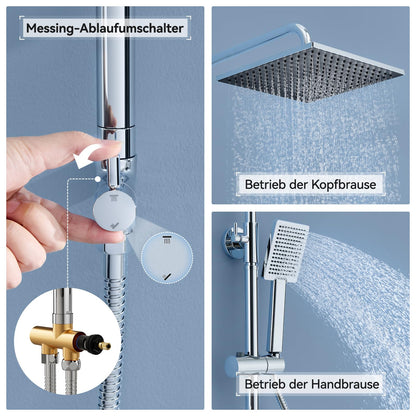 Auralum Duschsystem Regendusche mit Handbrause, Edelstahl, Chrom