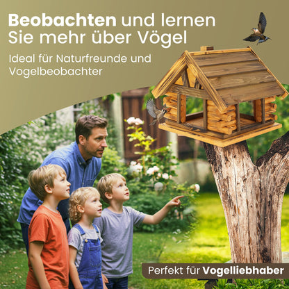 Mazur Vogelfutterhaus aus Holz XL geflammt und wetterfest