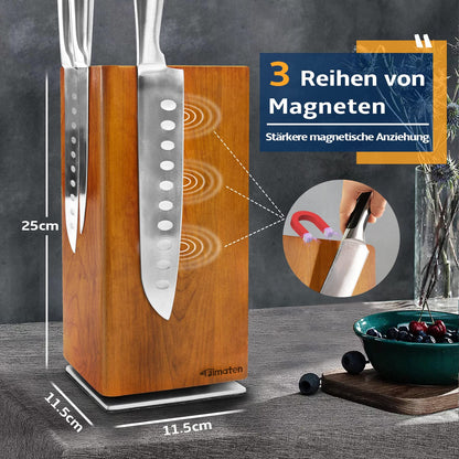 Fimaten Magnetischer Messerblock Akazienholz, 360° drehbar