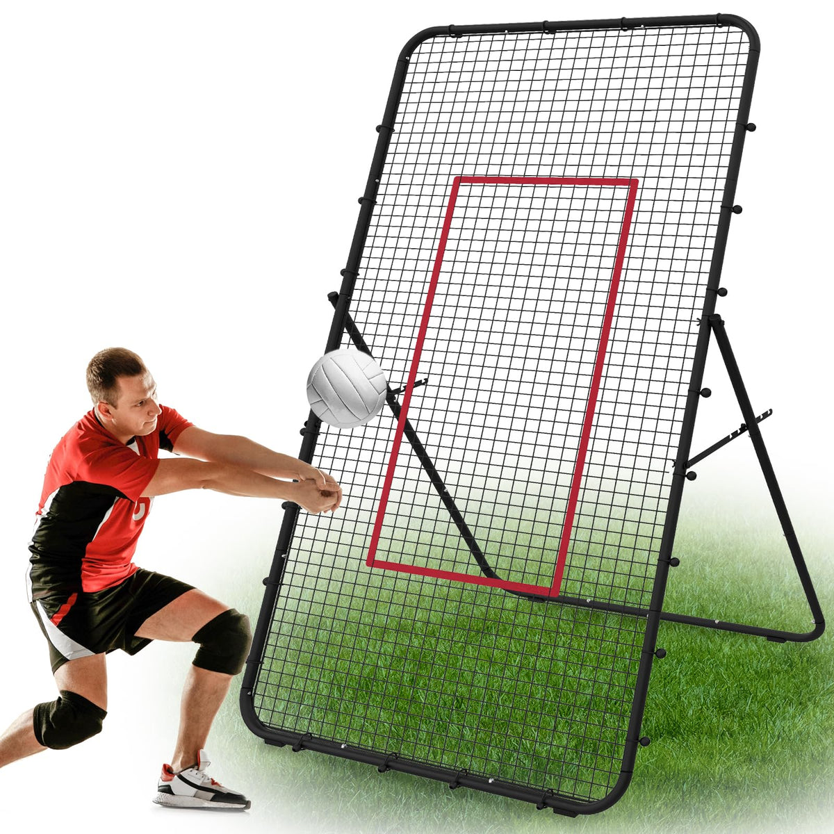 LIANTRAL Volleyball Rebounder Netz 2,2 x 1,2 m, verstellbar, schwarz, Stahlrahmen