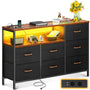 Coleshome Kommode mit 7 Schubladen & LED - Retro Farbe. Rechteckig, Retro-farben, mit LED. Organisiert Kleidung und Haushaltsgegenstände in 7 Schubladen.