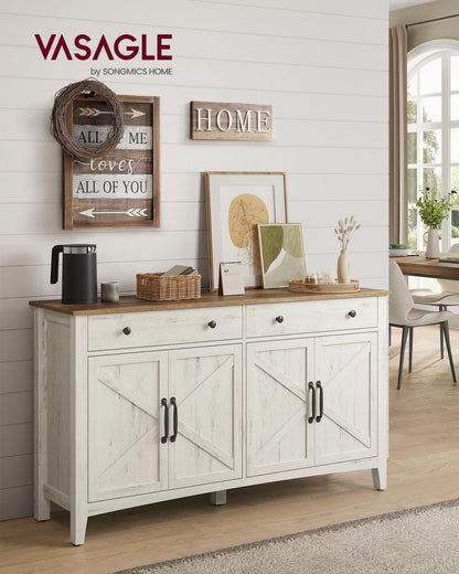 VASAGLE BBK381W02 Küchenschrank Landhausstil vintageweiss-honigbraun