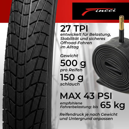 Fincci Fahrradreifen Set 20 x 1.75 (47-406) mit Schläuchen AV