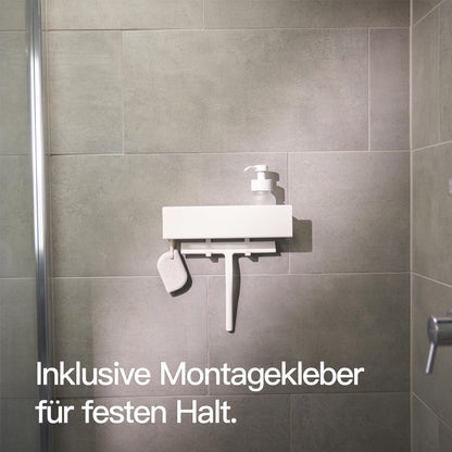 Designfabrik Hamburg Duschablage ohne Bohren, Weiss, 30 cm