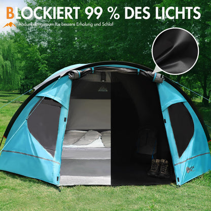 PORTAL Blackout Kuppelzelt für 3–4 Personen mit Vorzelt, wasserdicht