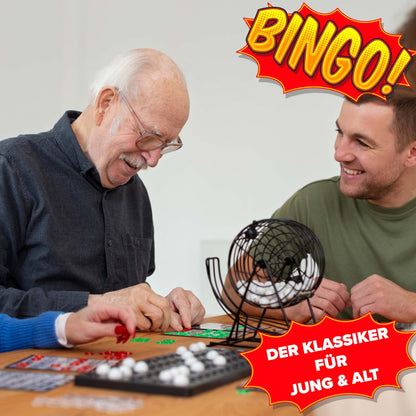 Kyto Bingo Trommel XXL Gold – Spielset mit 75 Kugeln und Karten
