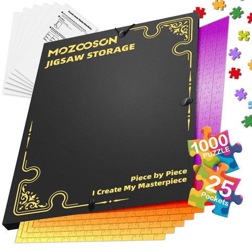 MOZOOSON Puzzlemappe für 1000 Teile, Aufbewahrung mit 25 Taschen aus PP-Kunststoff mit Tragegriff