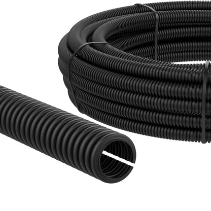 AUPROTEC Wellrohr geschlitzt Kabelschutzschlauch 22 mm x 10 m, schwarz, gewellt