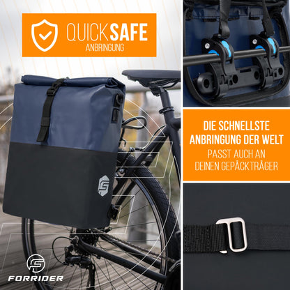 Forrider 3in1 Gepäckträgertasche 27L - Rucksack Umhängetasche