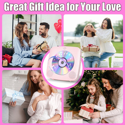Gueray Desktop CD-Player mit Bluetooth und FM-Radio, Rosa