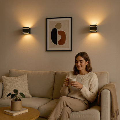 SSC-LUXon KOURA Wandlampe schwarz-gold, 2er-Set für G9 LED