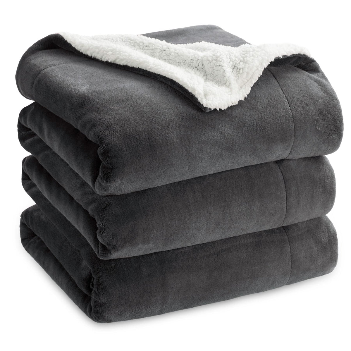 BEDSURE Kuscheldecke Sherpa Wohndecke Anthrazit 220x240 cm, doppelseitig aus Flanell und Sherpa
