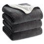 BEDSURE Kuscheldecke Sherpa Wohndecke Anthrazit 220x240 cm, doppelseitig aus Flanell und Sherpa