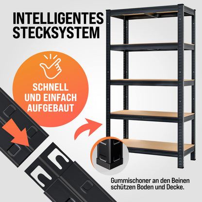 Monzana Schwerlastregal 2er-Set, 180x90x40 cm, 2x 875 kg, schwarz