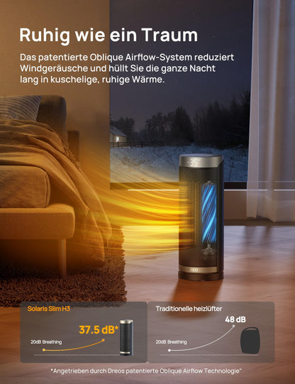 Dreo Heizlüfter Solaris Slim H3 PTC Keramik mit Fernbedienung