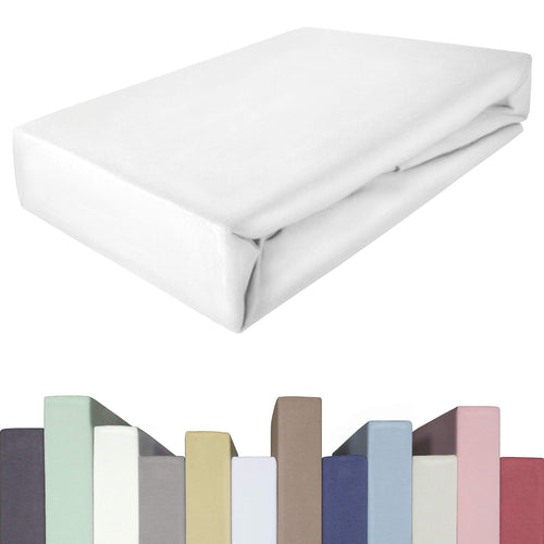 EDDA LUX Premium Spannbettlaken Boxspringbett 180-200x200-220 cm weiss. Weißes Baumwoll-Spannbettlaken für hohe Boxspringbett-Matratzen.
