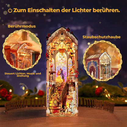 Tonecheer Book Nook Die Schöne und das Biest, 3D-Holzpuzzle Buchstütze