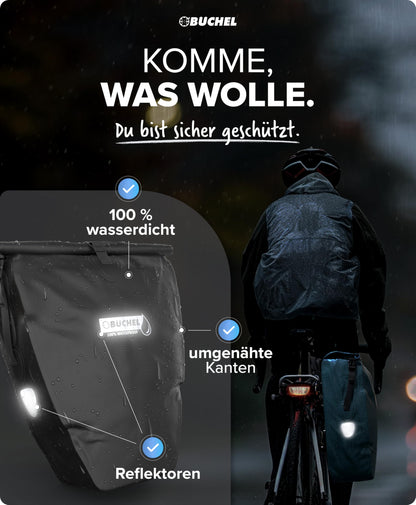 Büchel Fahrradtasche für Gepäckträger, 2er Set, 25.4 L, wasserdicht