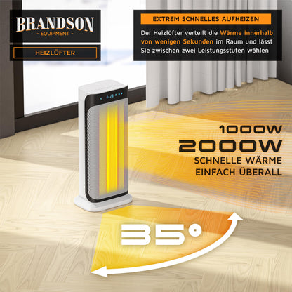 Brandson Keramik-Heizlüfter 2000 W mit Fernbedienung und Oszillation