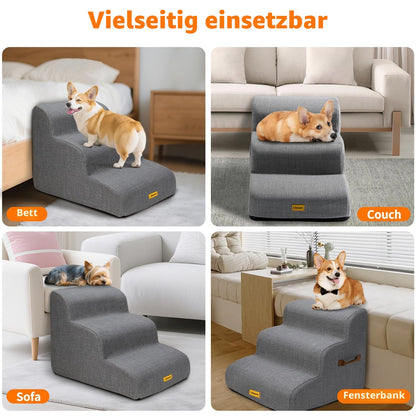 Gimars Hundetreppe mit 3 Stufen, 40 cm, waschbarer Bezug, rutschfest