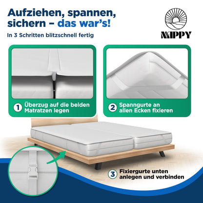 NAPPY Liebesbrücke 180 x 200 cm Matratzenkeil mit Verbinder, waschbar