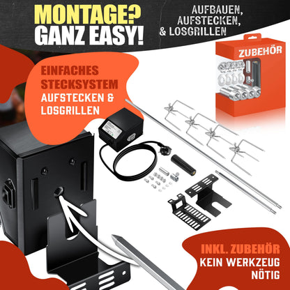 KESSER® elektrischer Edelstahl Grillspieß Set 107cm für Weber Spirit