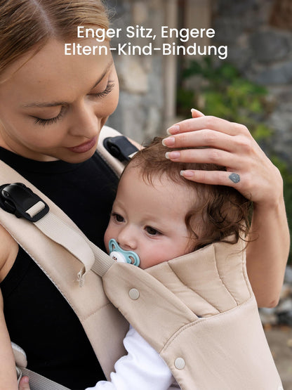 Grownsy Babytrage mit Kopfstütze, ergonomisch, 3-20 kg, Khaki