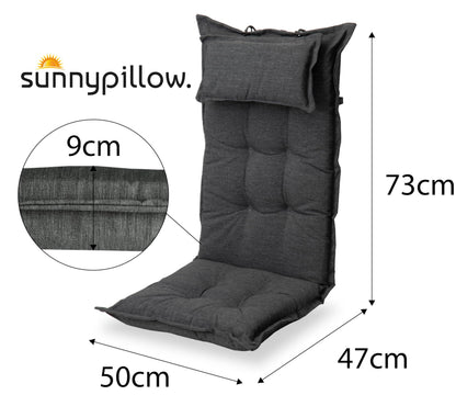 sunnypillow Gartenstuhlauflagen Hochlehner, 6er-Set, Anthrazit