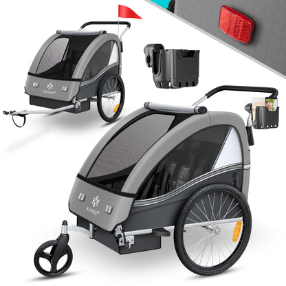 KESSER® Sport-RX 2in1 Kinderfahrradanhänger – 1-2 Kinder