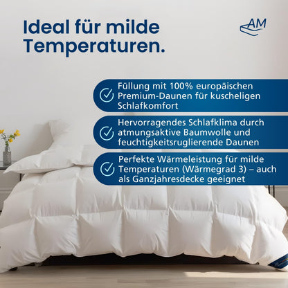 DormiGood Daunendecke Ganzjahres Federbettdecke 135x200 cm