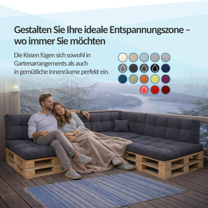 POKAR Palettenkissen 2er Set Sitzkissen 120x80 + Rückenkissen, Grün