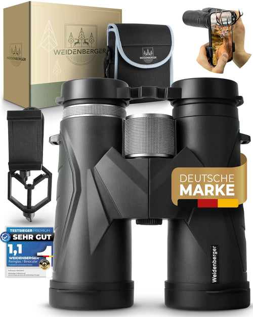 Weidenberger Fernglas 12x42 HD Wasserdicht - Schwarz. Schwarzes 12x42 Fernglas. Wasserdicht, für Fernsicht.