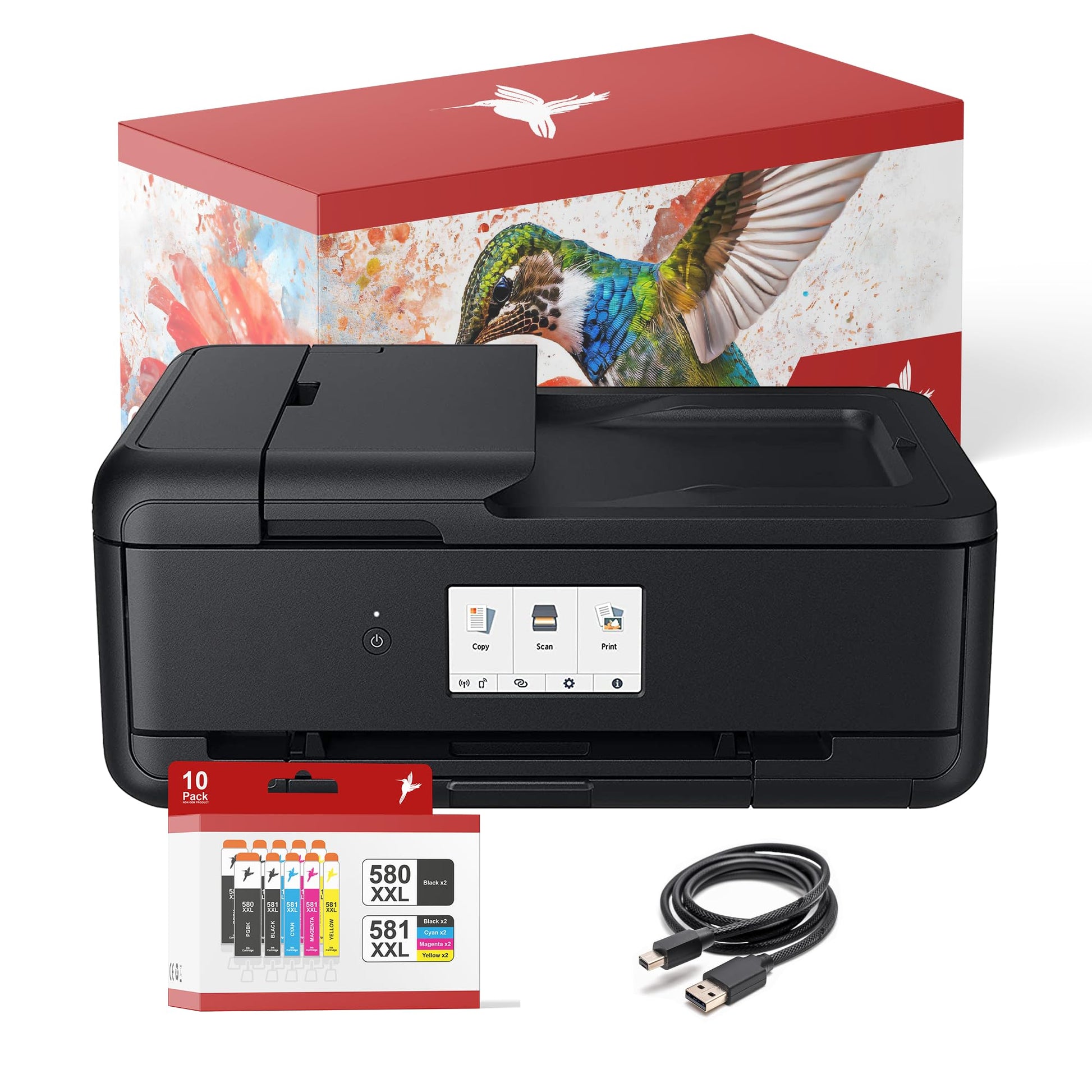 realink TS9550a Multifunktionsdrucker A3 - Bundle 10 XXL Patronen: Schwarzer A3-Drucker zum Drucken, Scannen, Kopieren.