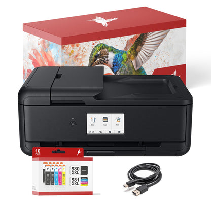 realink TS9550a Multifunktionsdrucker A3 - Bundle 10 XXL Patronen: Schwarzer A3-Drucker zum Drucken, Scannen, Kopieren.