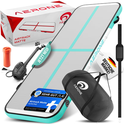 AERONE Airtrack Turnmatte Aufblasbar für Gymnastik - 3m Mint