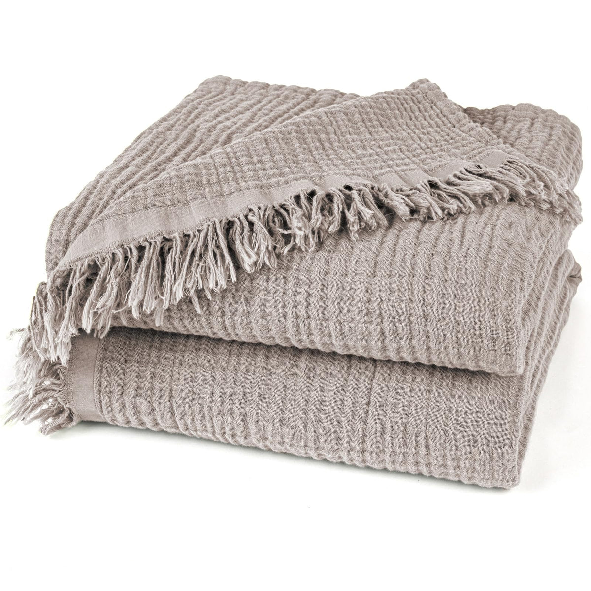 Pure Label Musselin Tagesdecke 220 x 240 cm aus Baumwolle in Taupe