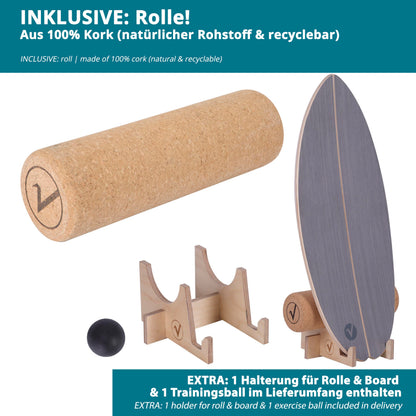 valuents Balance Board Holz Gleichgewichtstrainer – Stone Grey