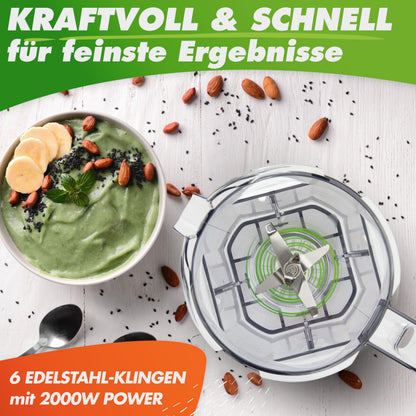 Nutrilovers NUTRI-BLENDER MAX+ Standmixer 2000 W mit 2L Tritan-Becher