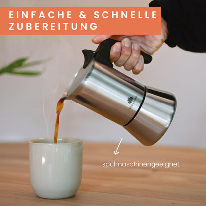 Groenenberg Espressokocher Edelstahl, induktionsgeeignet, 4-6 Tassen