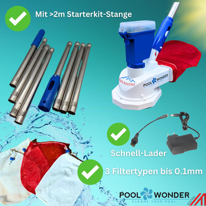 Poolwonder V2 Akku Poolsauger Li-Ionen Poolreiniger aus Österreich