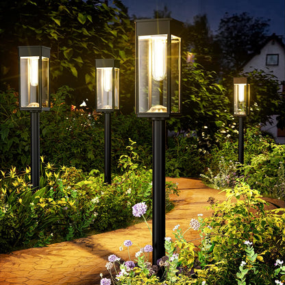 BITPOTT Solarleuchten Garten 6er Set IP65 wasserdicht warmweiss aus ABS-Kunststoff für die Garten- und Wegbeleuchtung