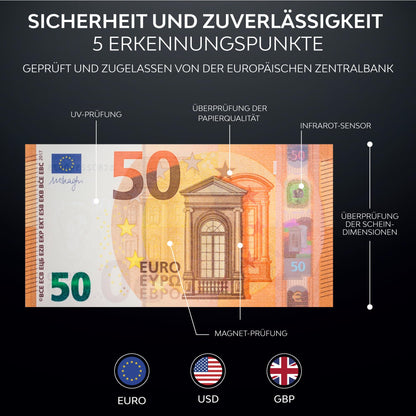 Zenacasa Geldscheinprüfer AL-130 – Geldprüfgerät mit UV, MG und IR