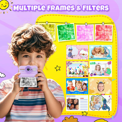 HiMont Kinderkamera Sofortbildkamera KC02 mit 32GB Karte, Violett
