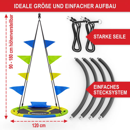 ONBEST Nestschaukel Ø 120 cm, Tellerschaukel für Indoor und Outdoor