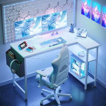 BEXEVUE L-förmiger Gaming Tisch 120x70 cm – Weiss, umkehrbar
