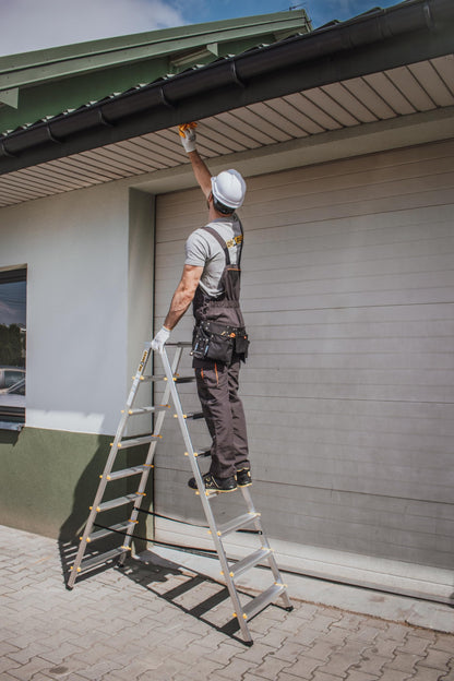 DRABEST PRO Serie Alu Trittleiter beidseitig - 8 Stufen