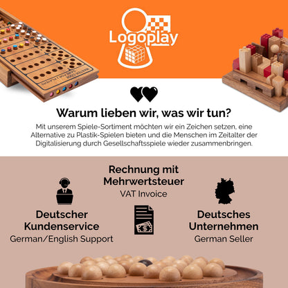 LOGOPLAY Rummy Legespiel aus Holz mit 108 Spielsteinen im Stoffbeutel