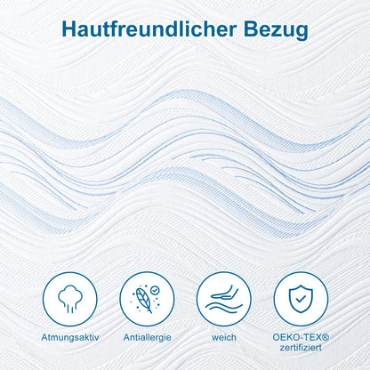 BedStory Matratzentopper 180x200 cm Gel-Kaltschaum H3/H4 10 cm